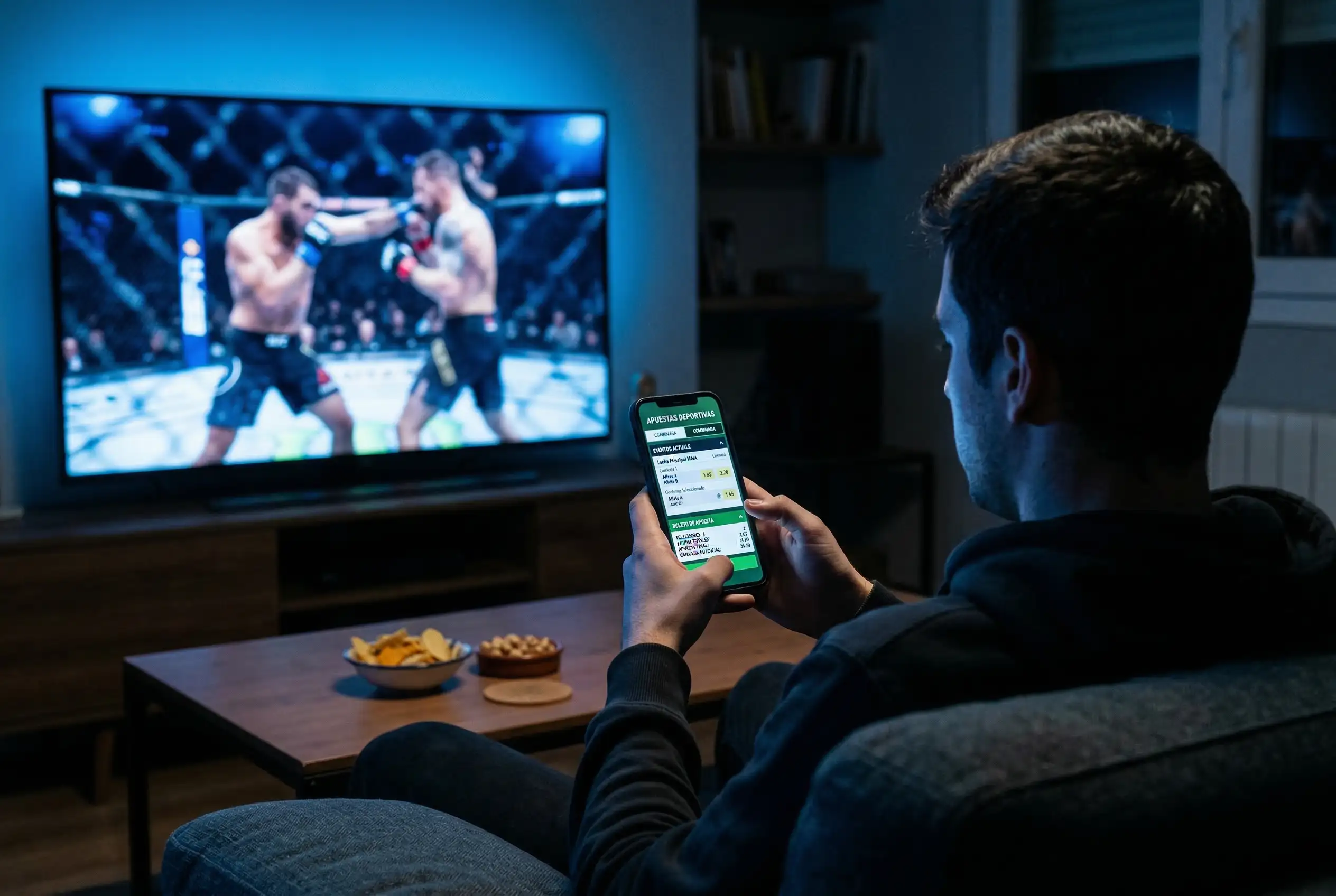 Apuestas en directo durante combate de MMA en vivo